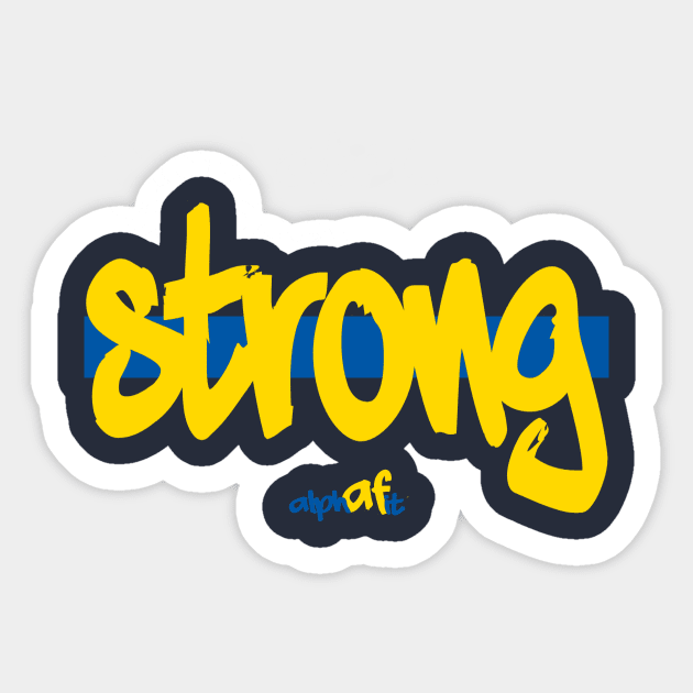 Strong Alpha Fit Blue and Yellow Sticker by Gsweathers